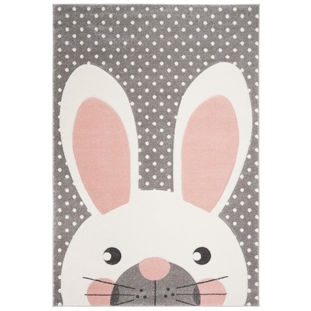Safavieh 3 x 3 ft. Carousel Kids & Youth Round Rug; Pink & Grey CRK168P-3R